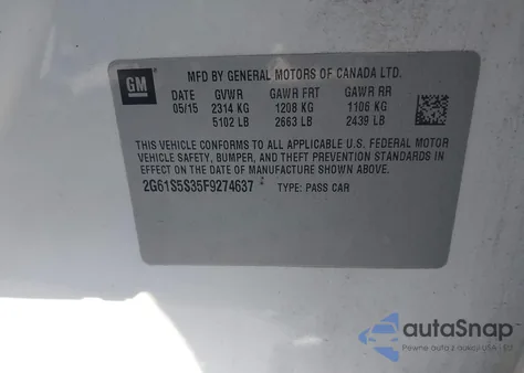 2015 Cadillac Xts Platinum from USA, damaged, VIN 2G61S5S35F9274637